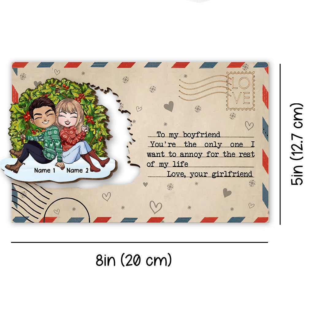 Vous êtes unique - Carte de Noël personnalisée pour couple en bois avec ornement en relief