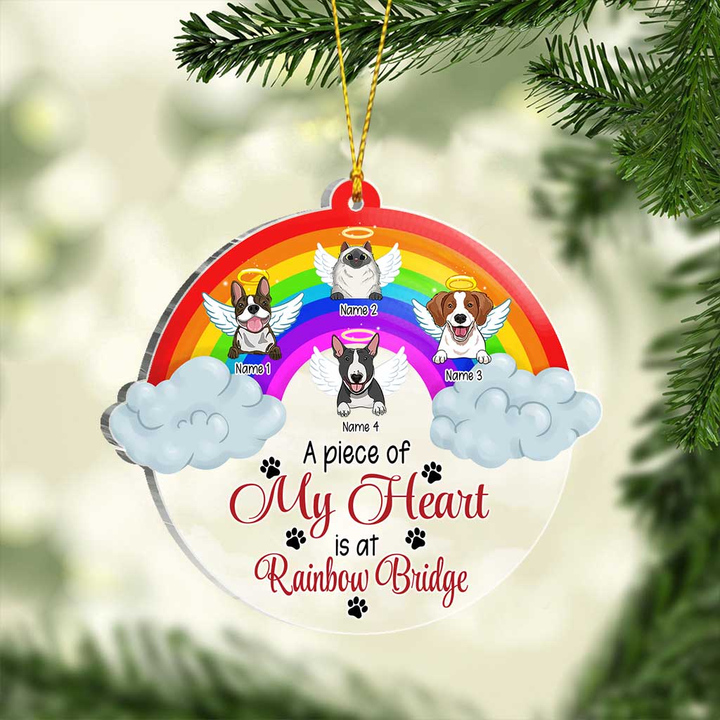 Un morceau de mon cœur - Ornement de Noël transparent personnalisé en forme de chien