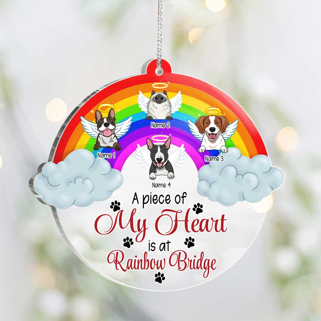 Un morceau de mon cœur - Ornement de Noël transparent personnalisé en forme de chien