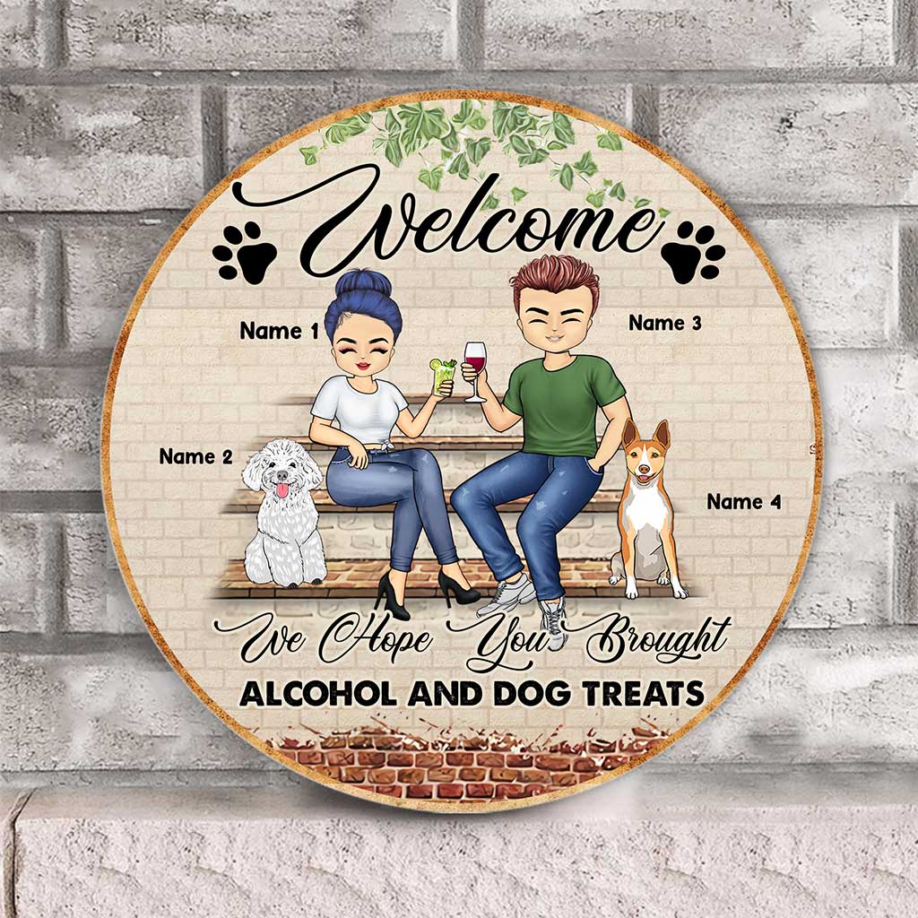 We Hope You Brought - Personalized Couple Round Wood Sign