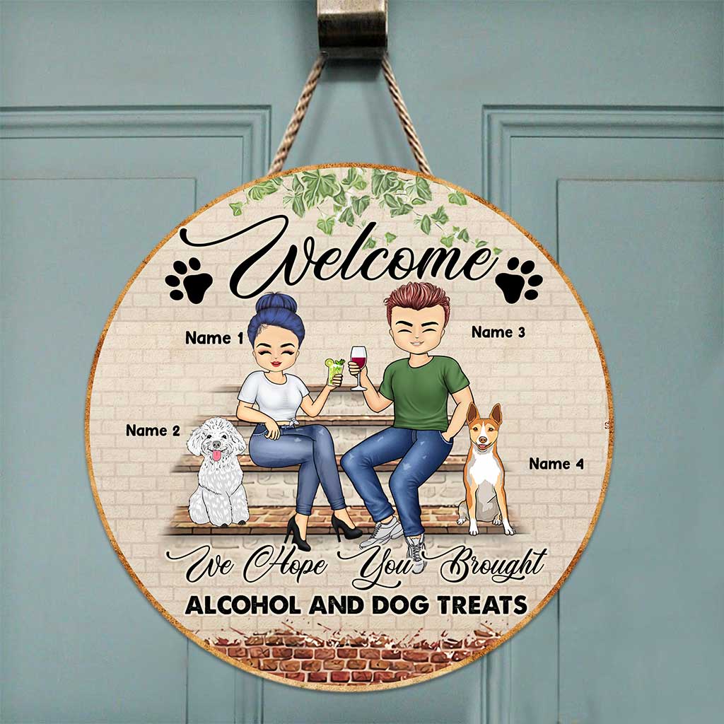 We Hope You Brought - Personalized Couple Round Wood Sign