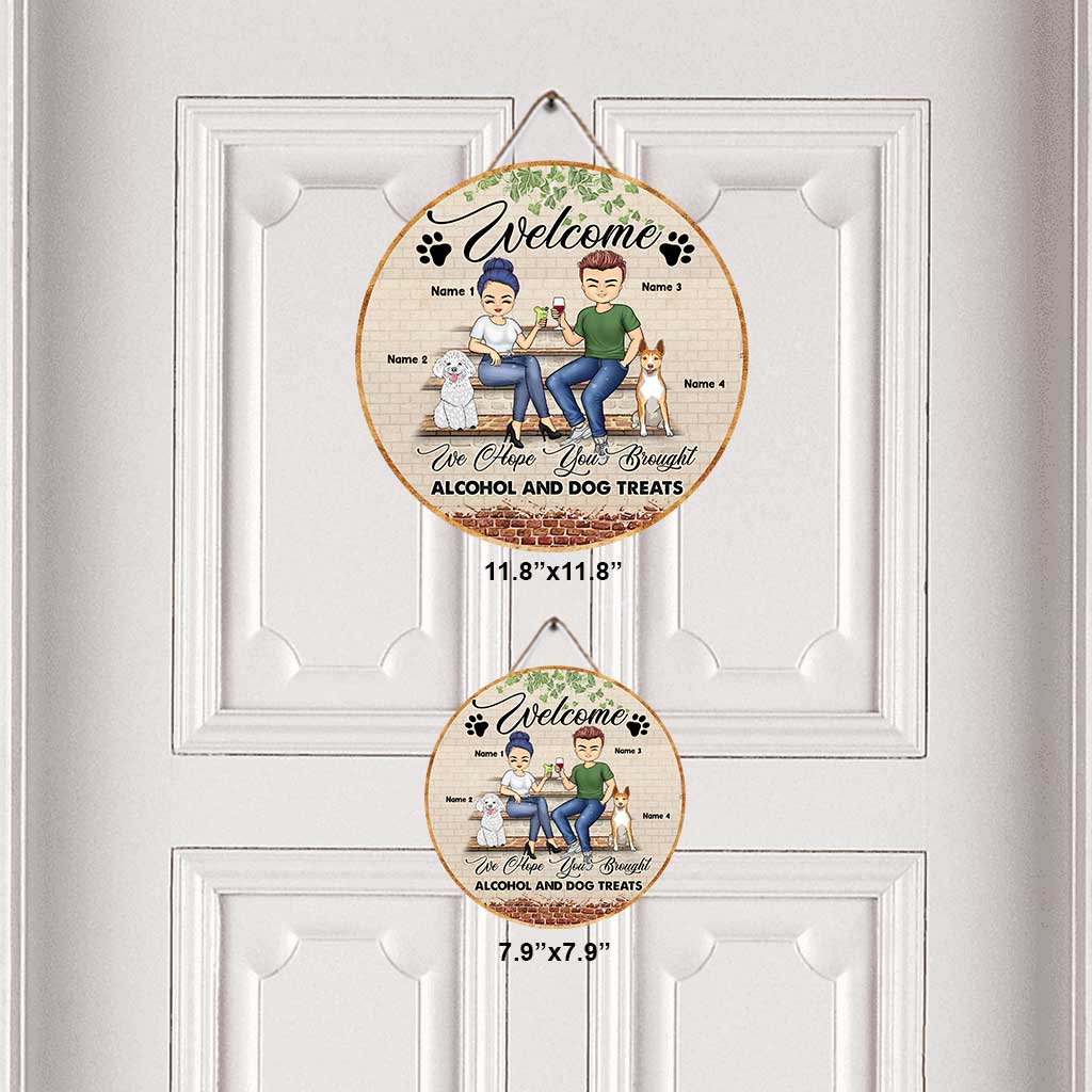 We Hope You Brought - Personalized Couple Round Wood Sign