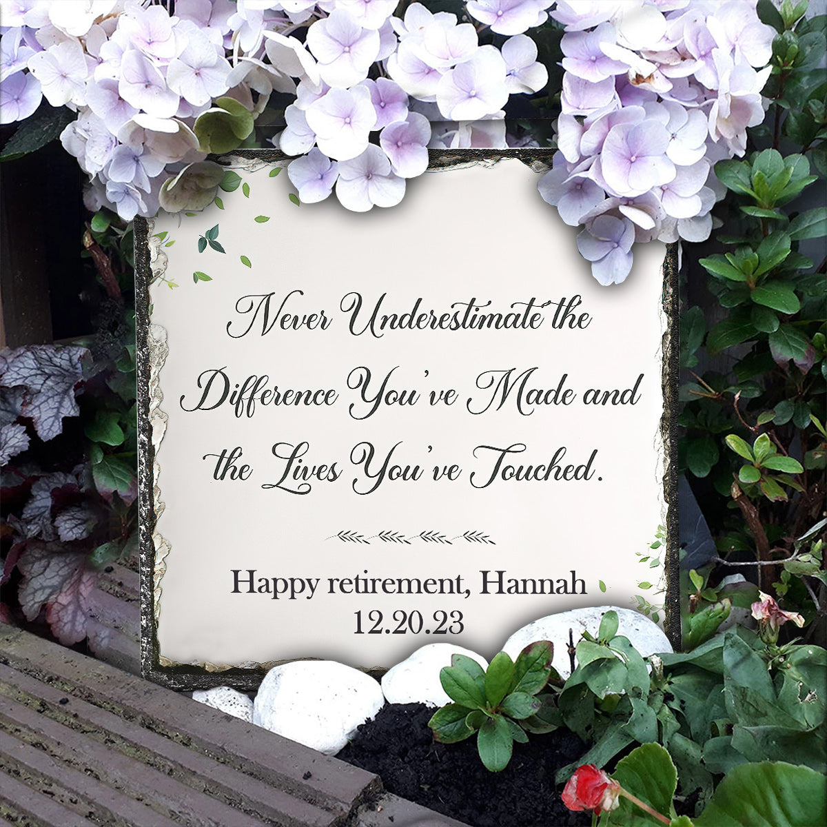 Bonne retraite ! Pierre carrée personnalisée pour retraité