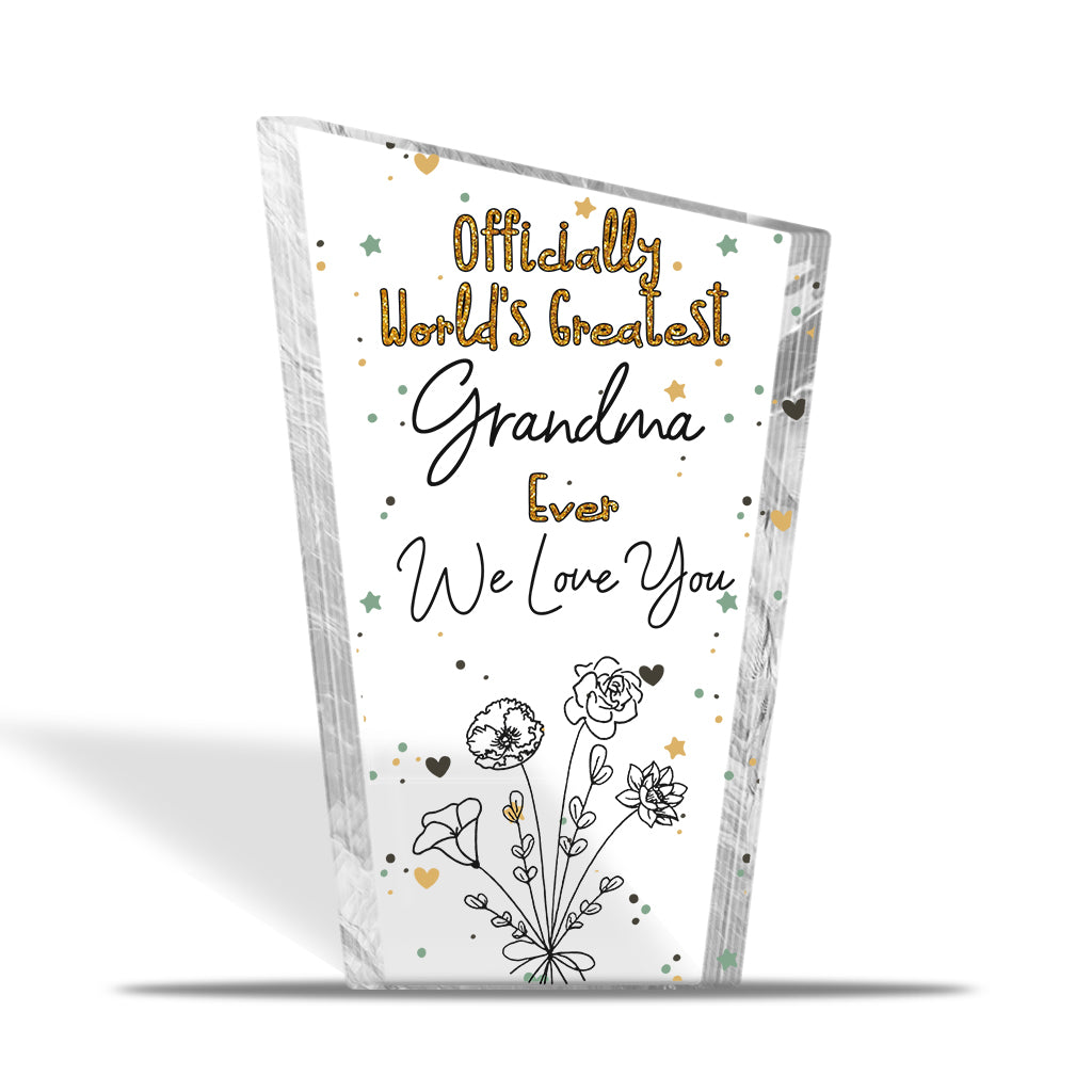 Officiellement la meilleure maman du monde ! – Cadeau pour maman, grand-mère, épouse, papa, grand-père, mari – Plaque acrylique personnalisée.