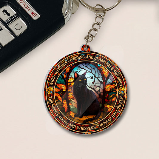 Quand les sorcières chevauchent et que l'on voit des chats noirs - Porte-clés sorcière (face unique)