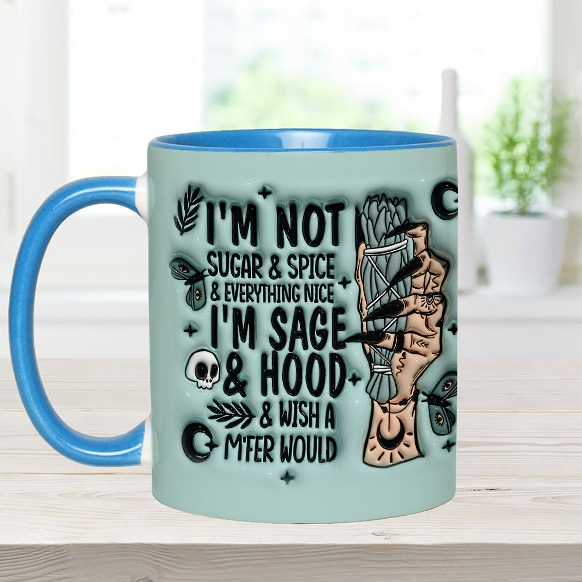 Je ne suis pas douce et gentille, je suis sage et authentique - Mug personnalisé à l'effigie d'une sorcière