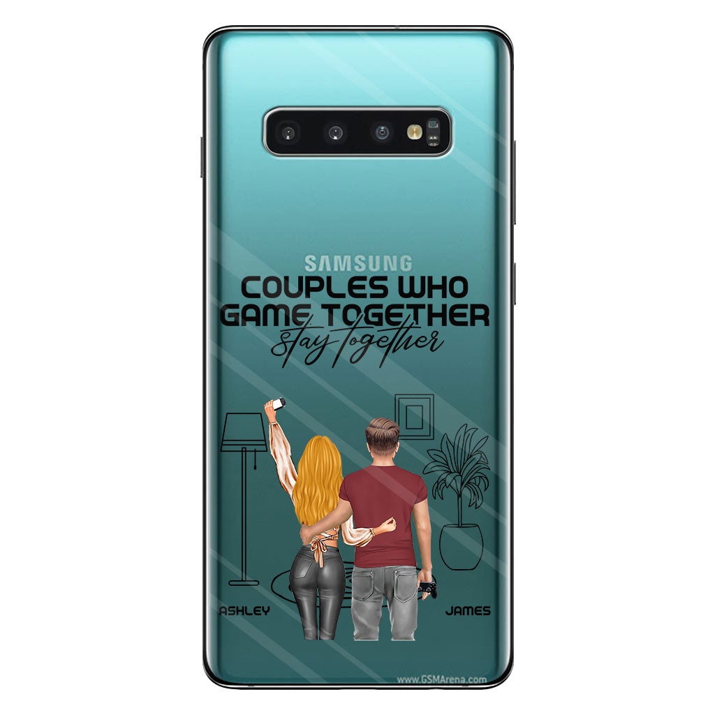 Les couples qui jouent ensemble restent ensemble - Coque de téléphone transparente personnalisée pour jeux vidéo
