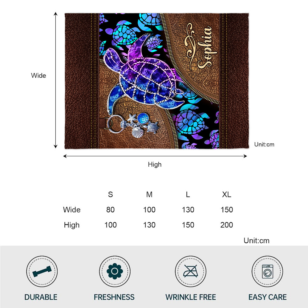 Salty Lil' Beach - Personalized Turtle Blanket