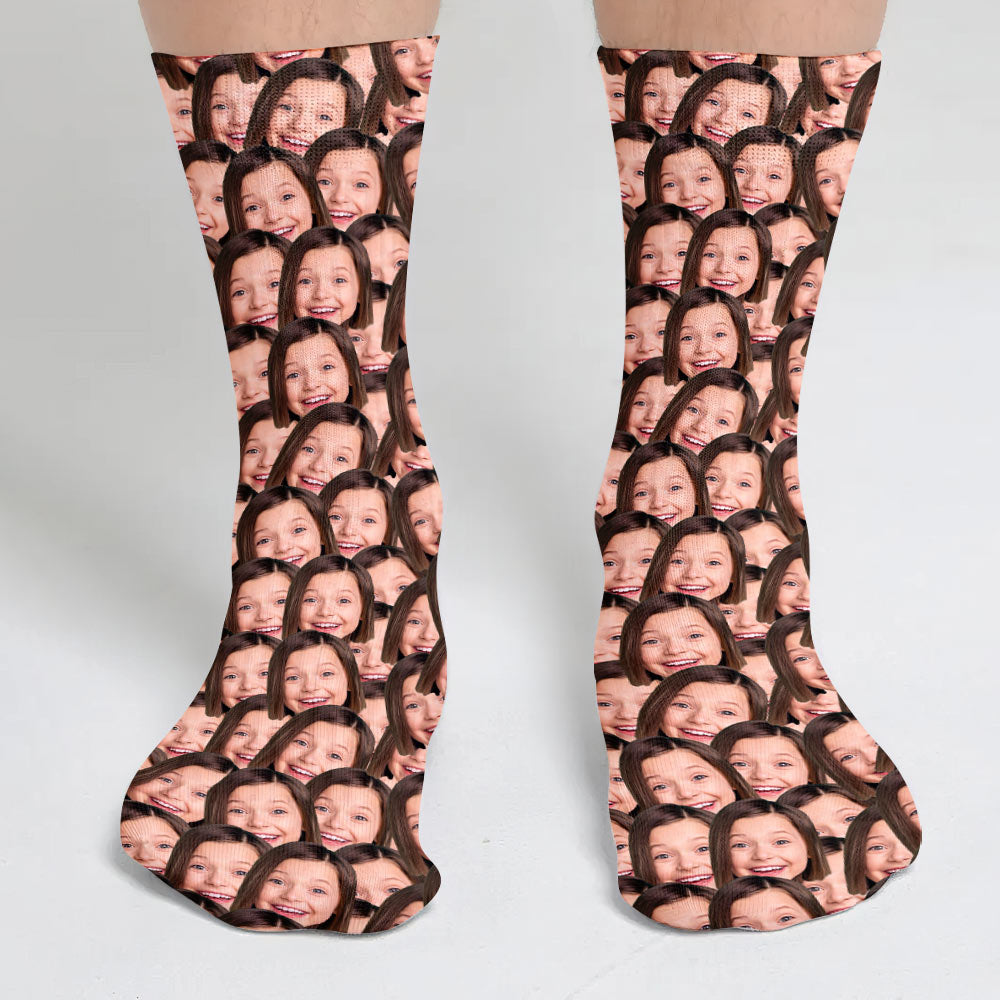 Chaussettes personnalisées pour fille avec visage imprimé -