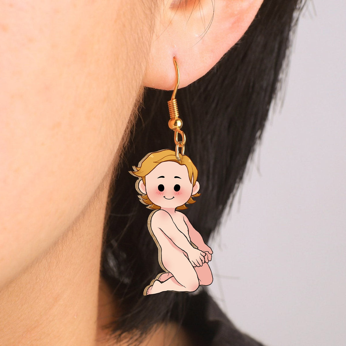 Funny Couple - gift for husband, wife, boyfriend, girlfriend - Personalized Wooden Earrings