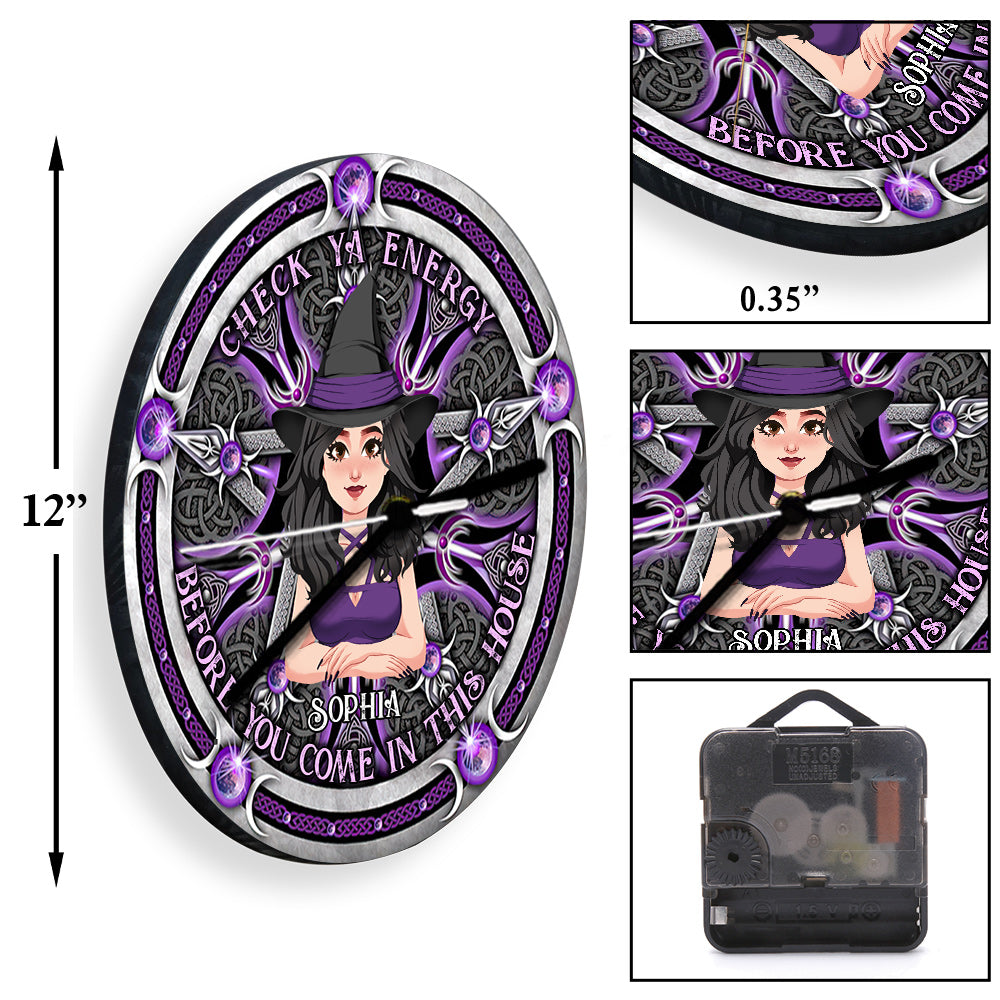Check Ya Energy - Horloge murale de sorcière personnalisée