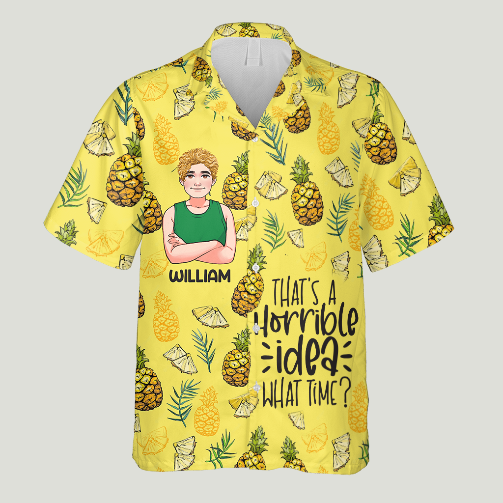 Quelle idée horrible ! - Chemise hawaïenne et short pour homme personnalisés « Amoureux de la mer »