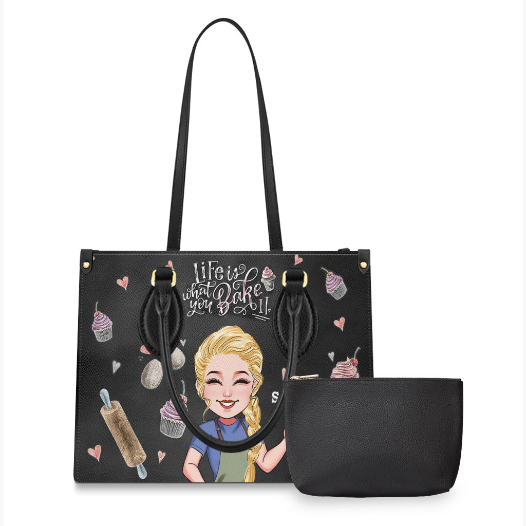 La vie est ce que vous en faites - Sac à main en cuir personnalisé pour la pâtisserie