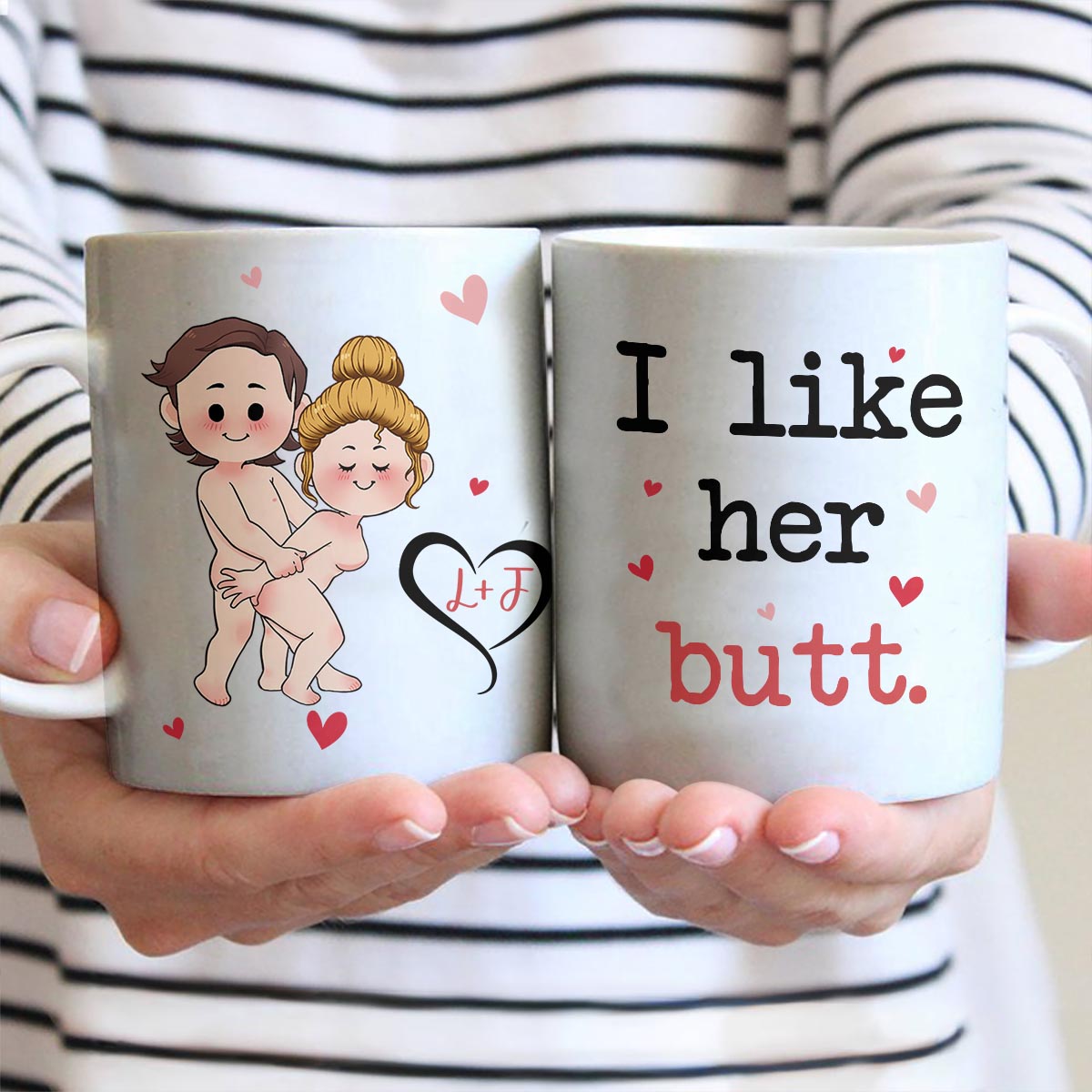 J'aime sa barbe, j'aime ses fesses - Mug personnalisé pour couple