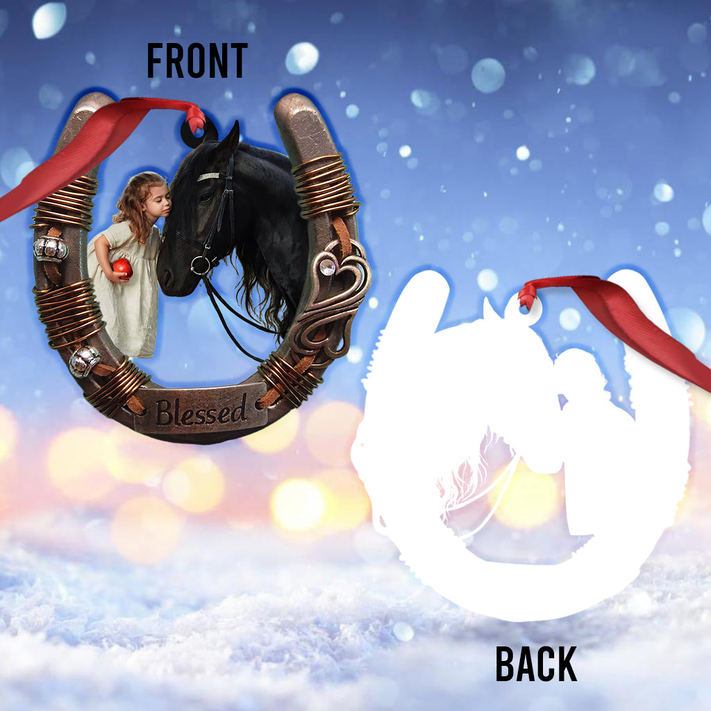 Cheval et fille - Ornement transparent personnalisé représentant un cheval