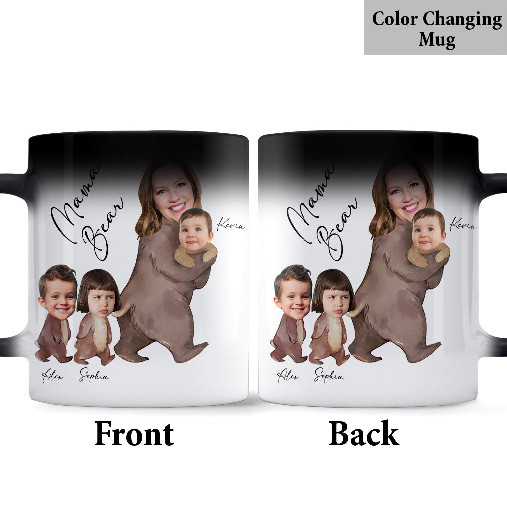 Mug personnalisé « Maman Ours » avec photo aquarelle - Mug personnalisé pour maman