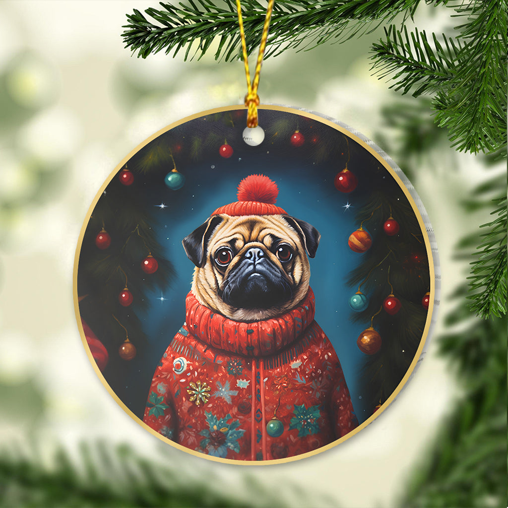Portrait de Noël personnalisé de votre animal de compagnie - Cadeau pour les amoureux des chiens et des chats - Ornement personnalisé