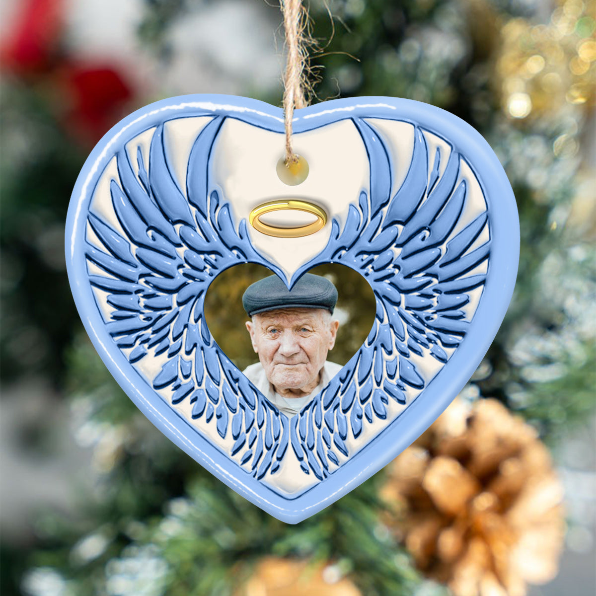 Ailes d'ange « Je suis toujours avec toi » - Cadeau commémoratif pour la perte d'un père - Ornement en forme de cœur en céramique personnalisé
