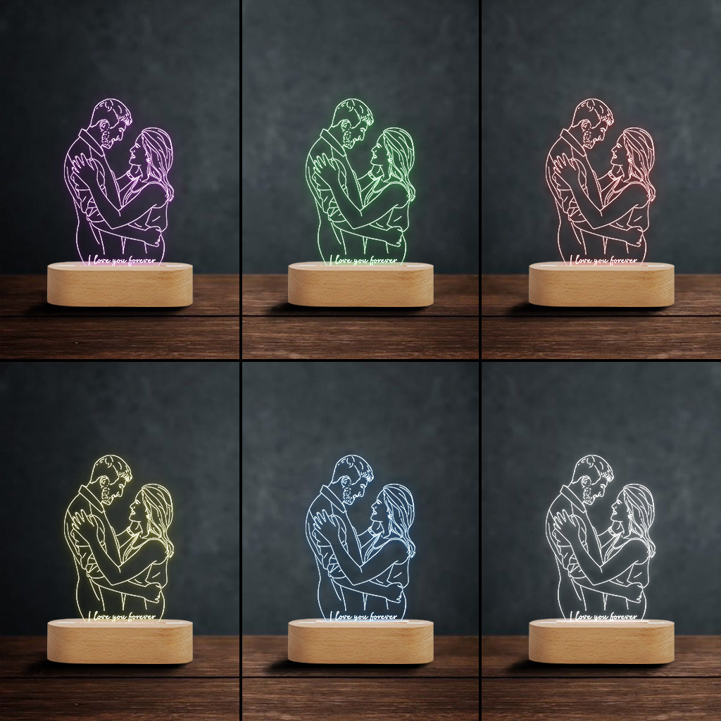 Je t'aimerai toujours - Plaque lumineuse personnalisée pour couple - Socle lumineux en forme de plaque - Je t'aimerai toujours