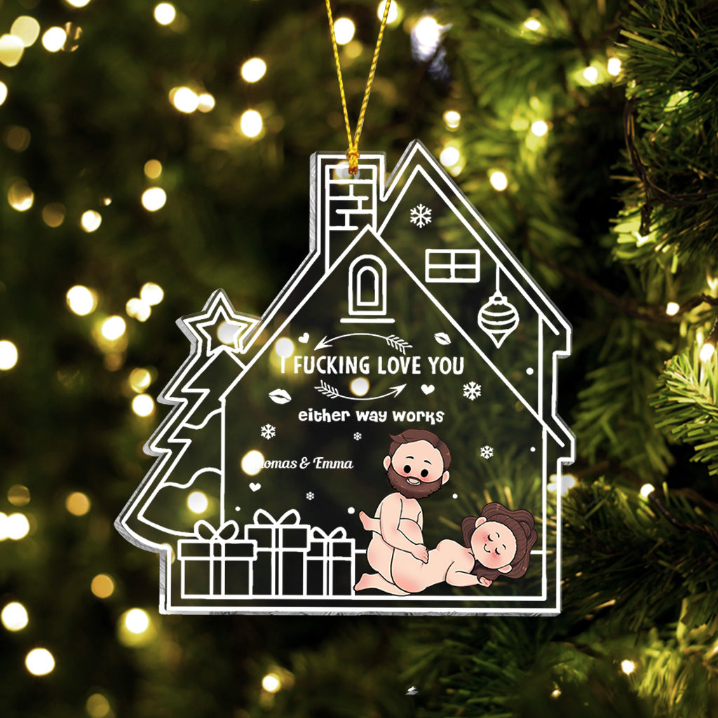 I love You - Personalized Couple Transparent Ornament