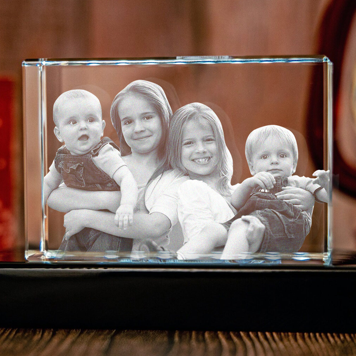 Lampe en cristal 3D cubique gravée au laser avec photo personnalisée pour enfant