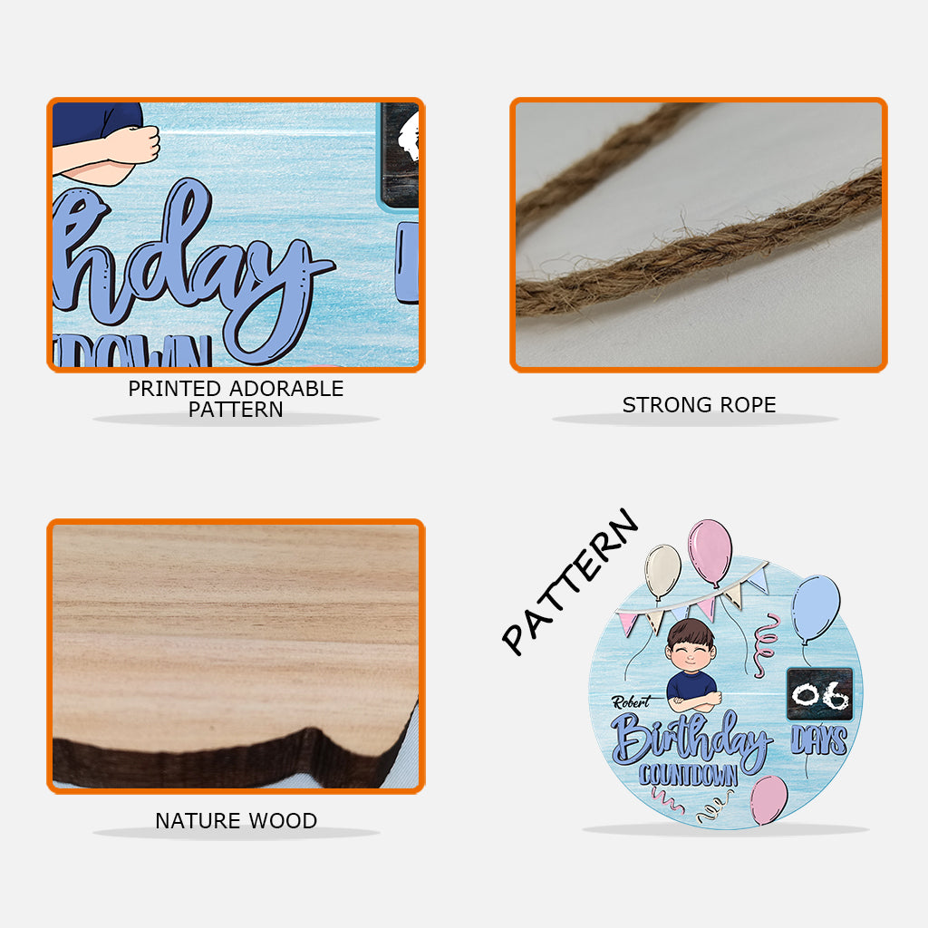 Compte à rebours d'anniversaire - Panneau en bois personnalisé pour la famille