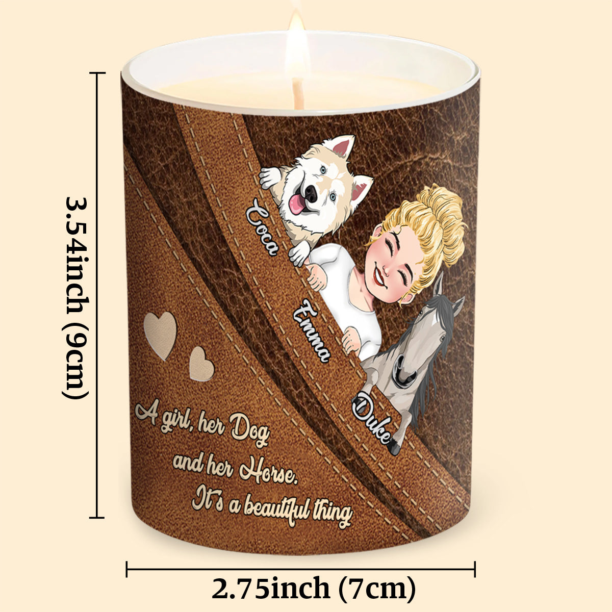 Quelle belle chose ! Bougie personnalisée en forme de cheval avec couvercle en bois