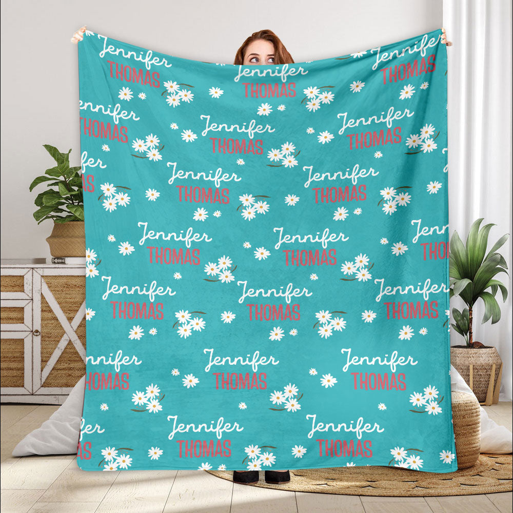 Daisy Custom Name - Personalized Couple Blanket
