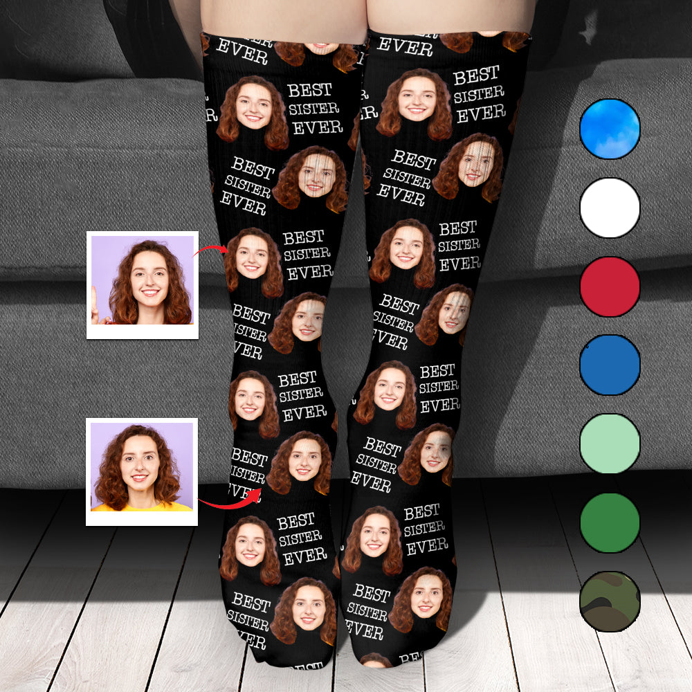 Chaussettes personnalisées pour meilleures amies - Visage personnalisé
