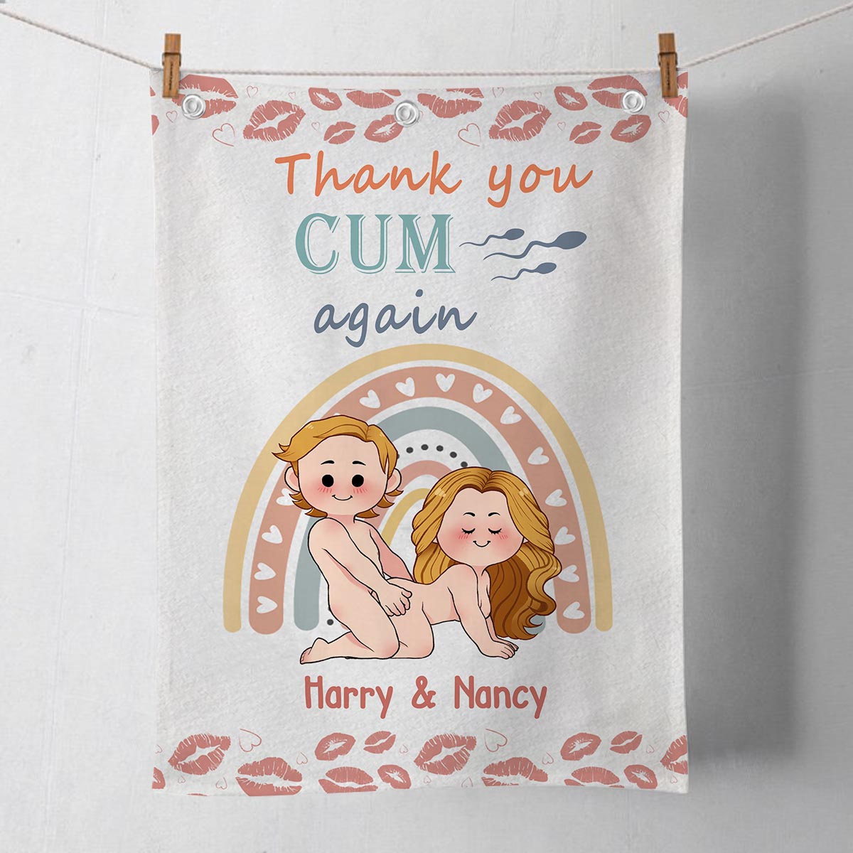 Thank You Cum Again - Personalized Couple Towel