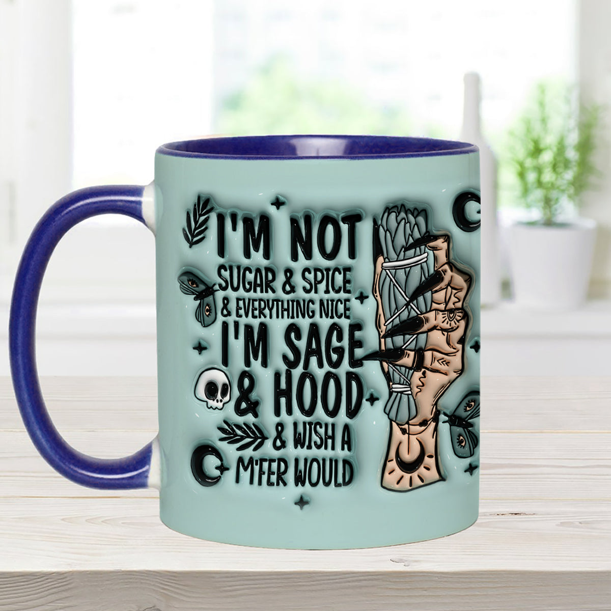 Je ne suis pas douce et gentille, je suis sage et authentique - Mug personnalisé à l'effigie d'une sorcière