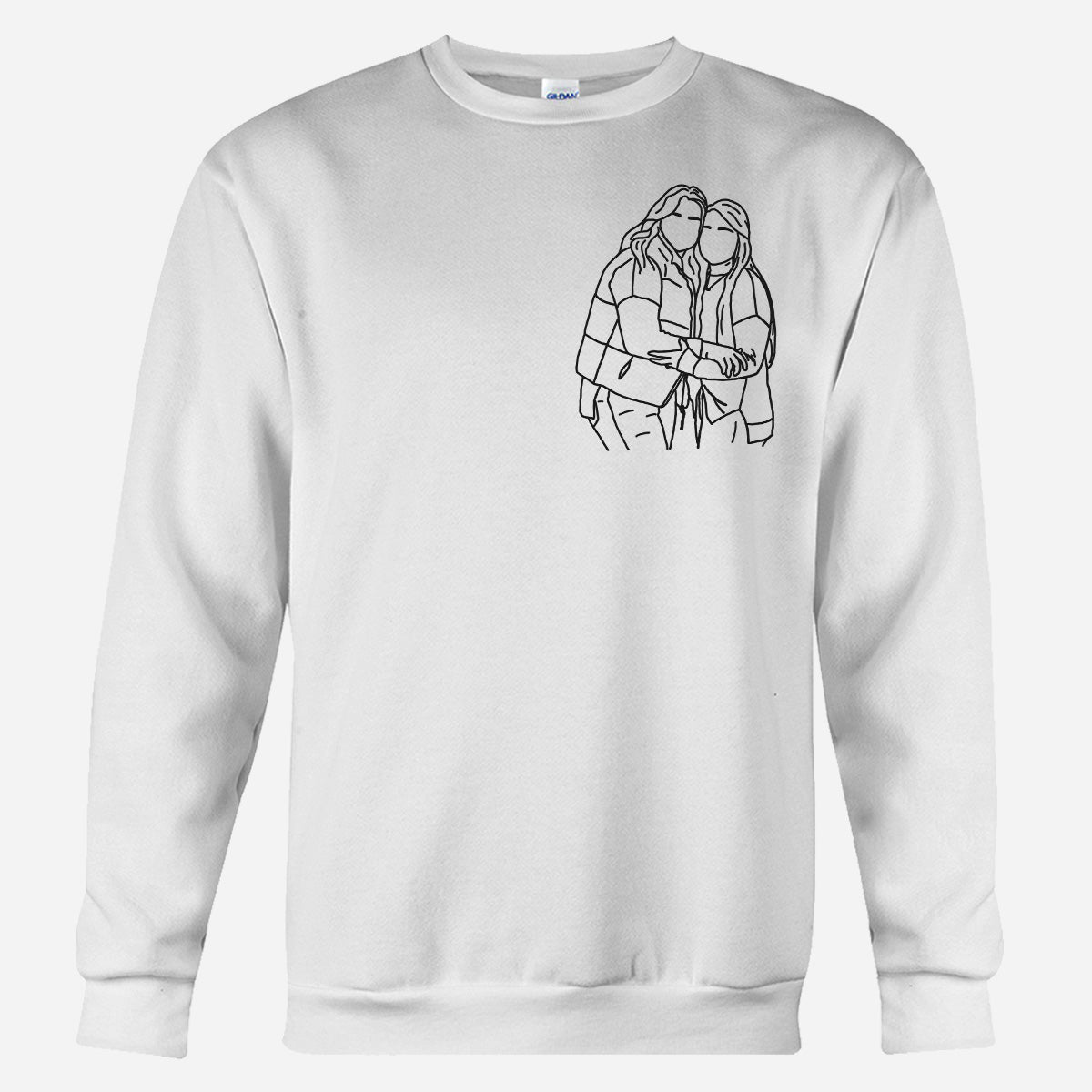 Pull brodé personnalisé pour meilleure amie - Motifs au trait personnalisés