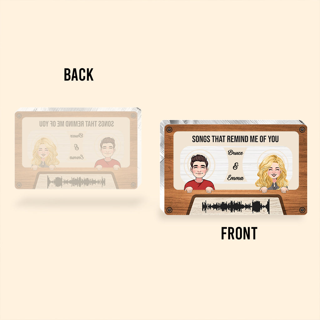 Chanson Remind Me Of You - Plaque acrylique personnalisée pour couple, en forme de pièce unique
