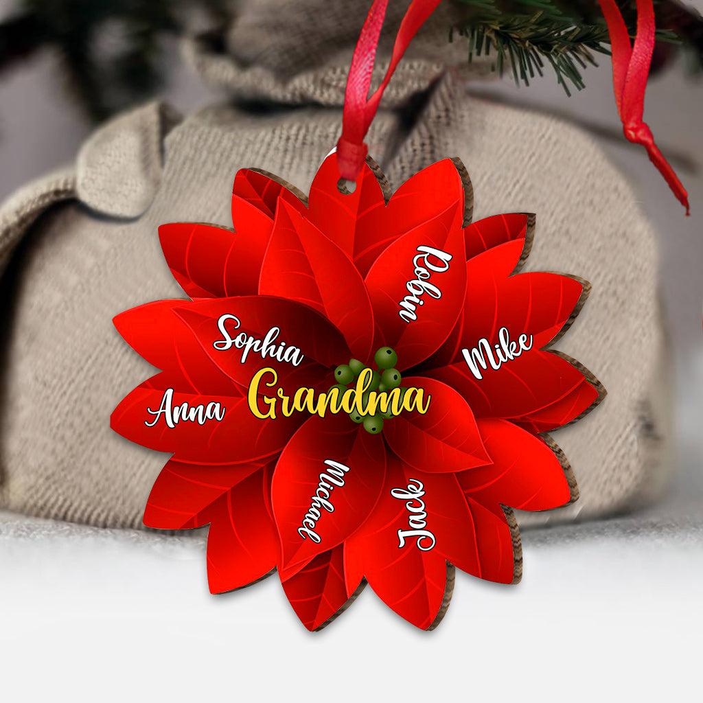 Poinsettia de Noël pour grand-mère/maman/famille - Cadeau pour grand-mère - Ornement personnalisé