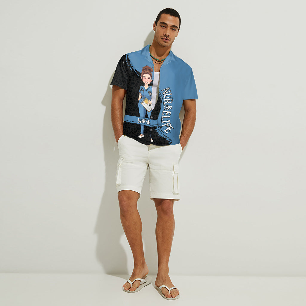 La vie d'infirmière - Cadeau pour une infirmière : maman, elle, épouse, petite amie, amie - Chemise hawaïenne personnalisée