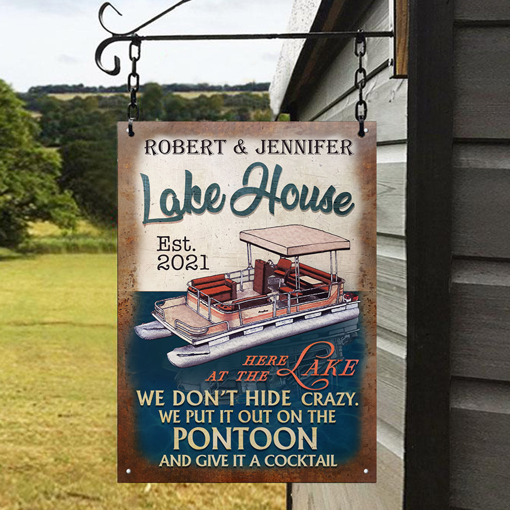Maison au bord du lac - Panneau métallique rectangulaire personnalisé pour ponton