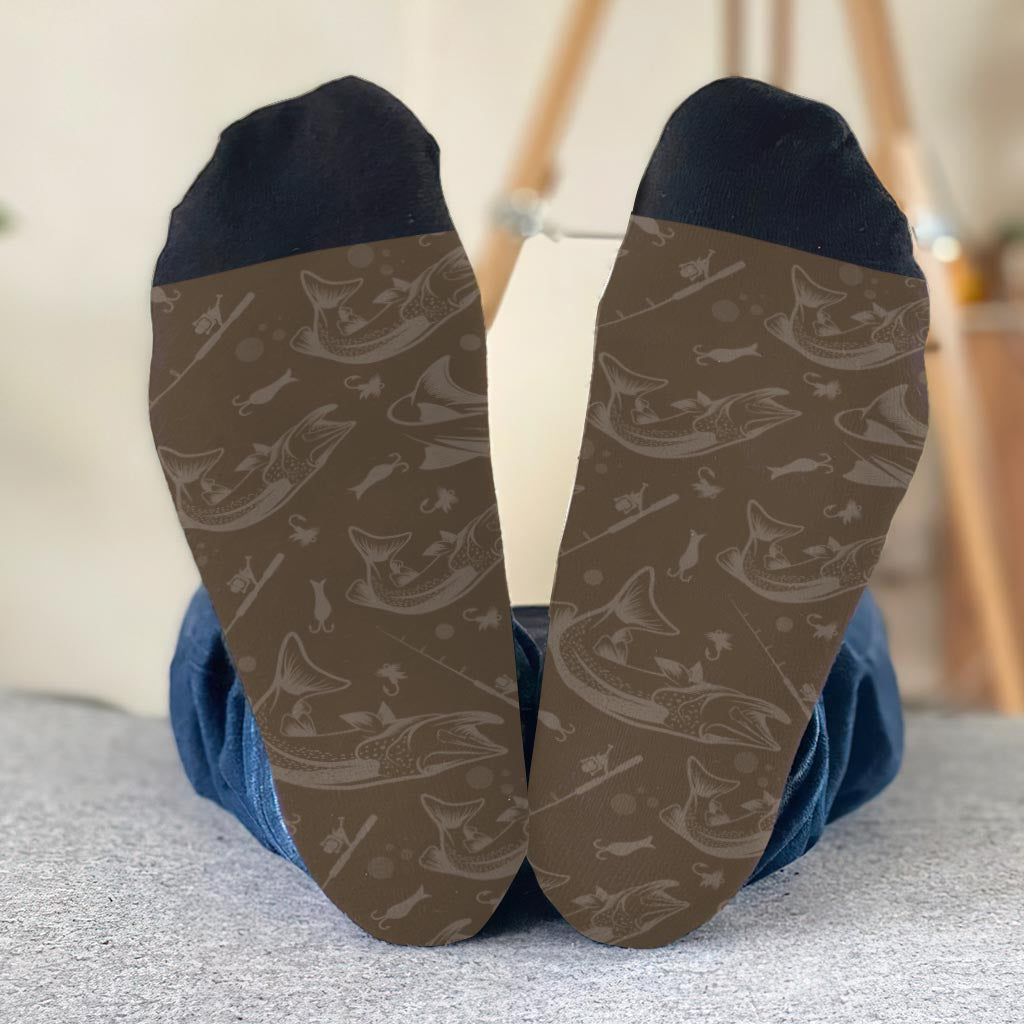 Lucky Fishing Socks - Gift for dad, uncle, aunt, grandma, grandpa, mom, son, daughter, brother, sister, granddaughter, grandson, husband, wife, boyfriend, girlfriend, friend, co-worker - Personalized Socks