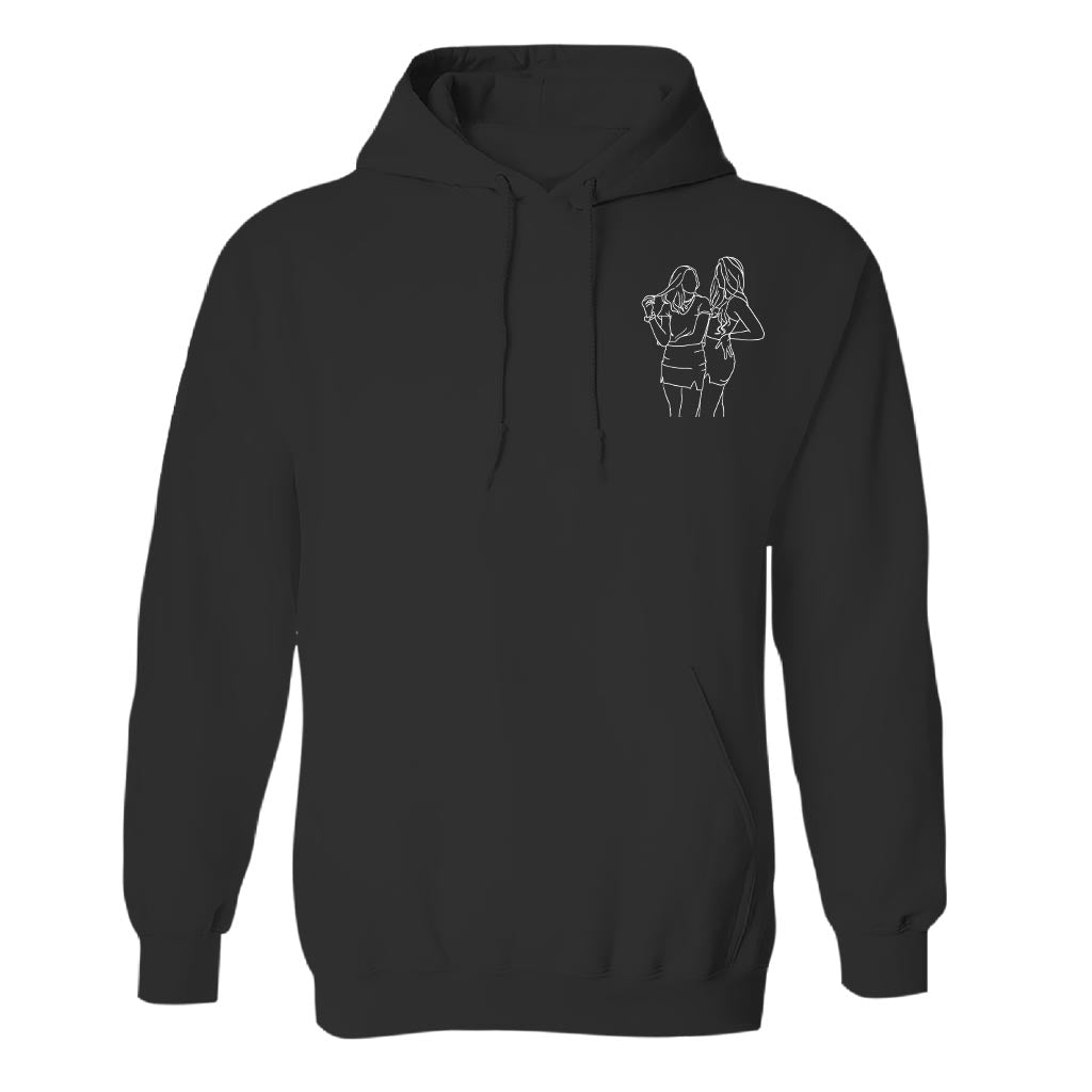 Sweat à capuche brodé personnalisé pour fille - Illustration au trait