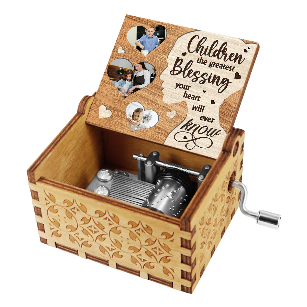 Le plus beau cadeau - Boîte à musique à manivelle personnalisée pour grand-mère ou maman