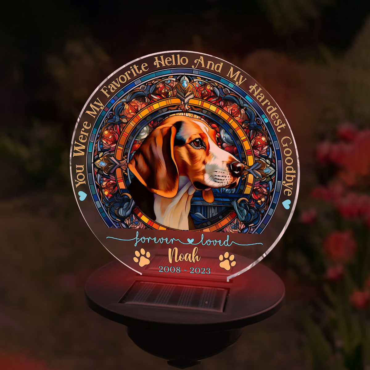 Tu étais mon préféré Bonjour - Lampe solaire de jardin personnalisée pour chien