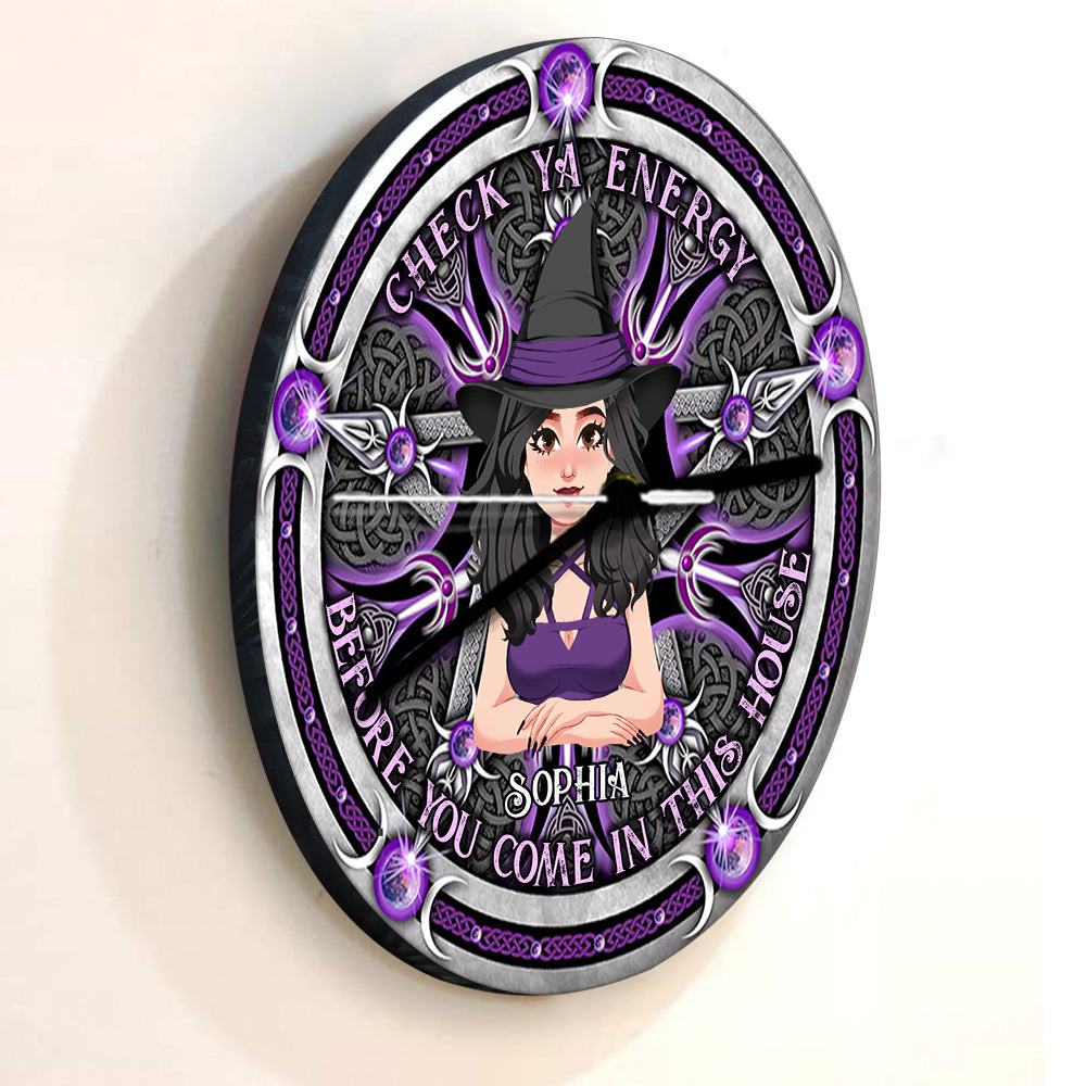 Check Ya Energy - Horloge murale de sorcière personnalisée
