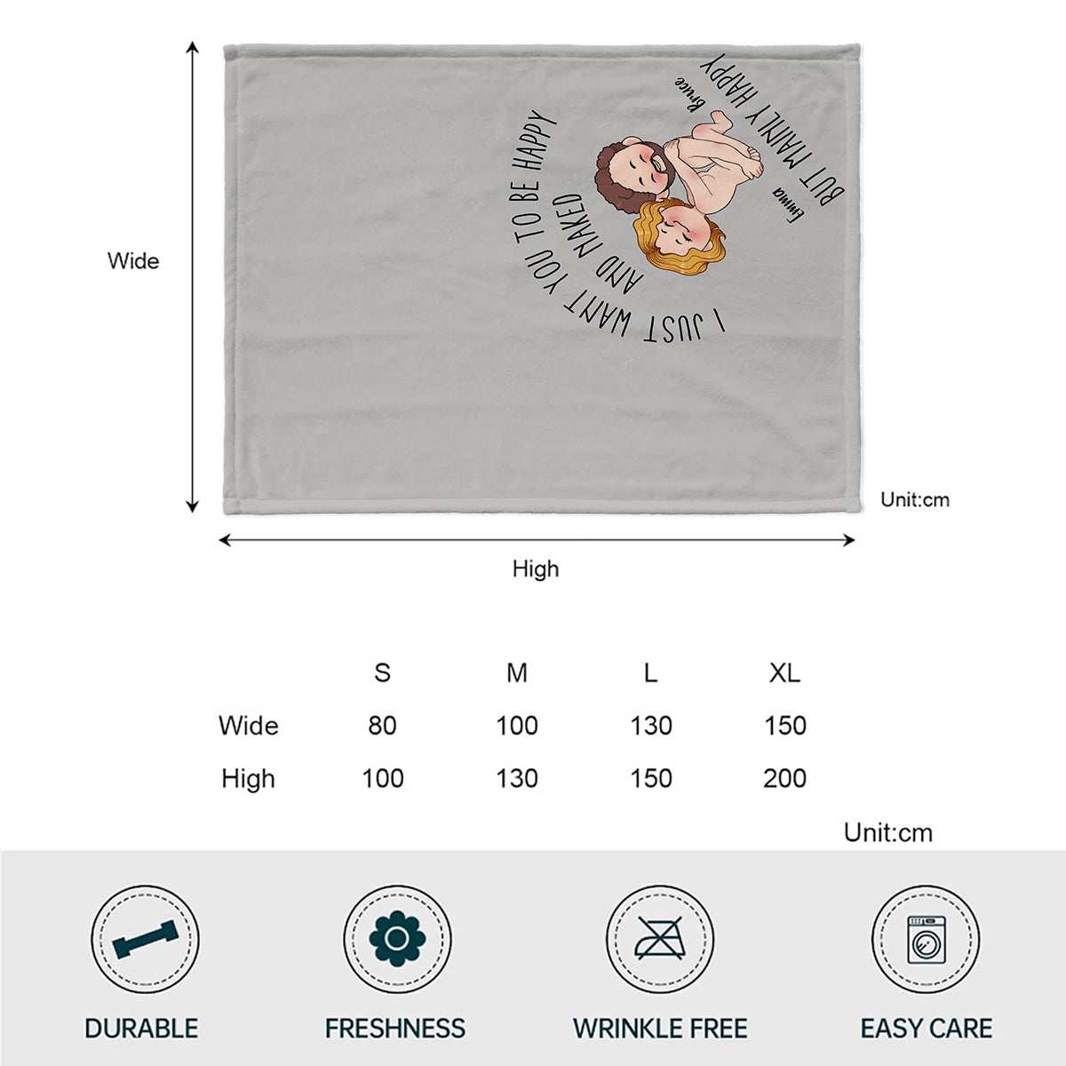 Je veux juste que tu sois heureux et nu, mais surtout heureux - Couverture personnalisée pour couple