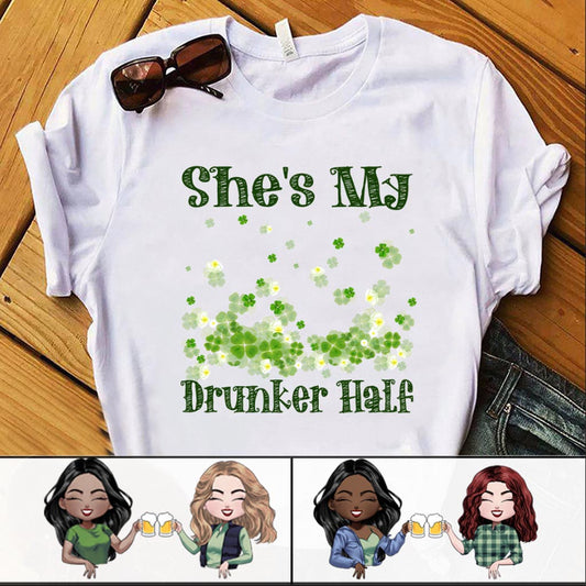 Mon/Ma moitié ivre - T-shirt et sweat à capuche personnalisés pour la Saint-Patrick avec mon/ma meilleur(e) ami(e)