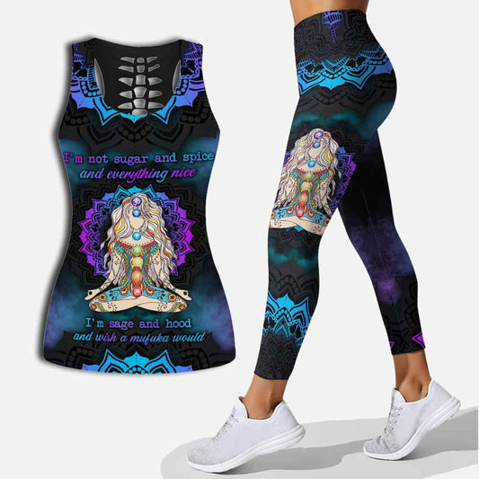 I'm Not Sugar And Spice - Yoga Hollow Tank Top and Leggings