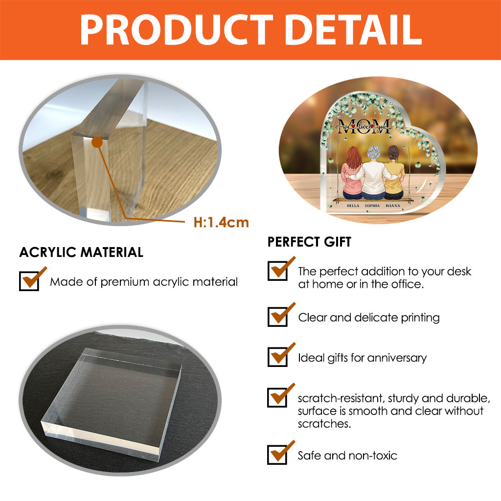 On t'aime, maman - Plaque acrylique personnalisée pour la fête des mères