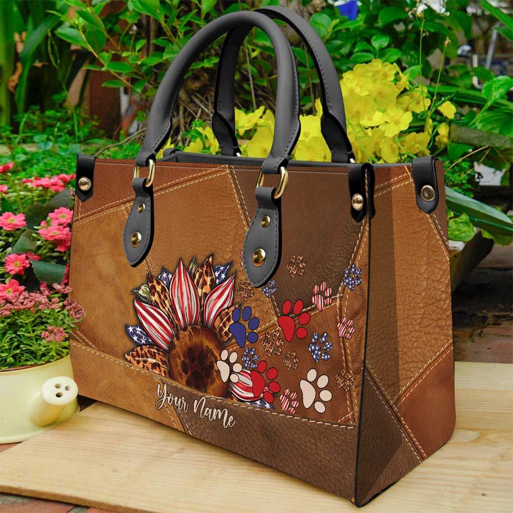 Maman de chien américaine - Sac à main en cuir personnalisé pour la fête de l'Indépendance