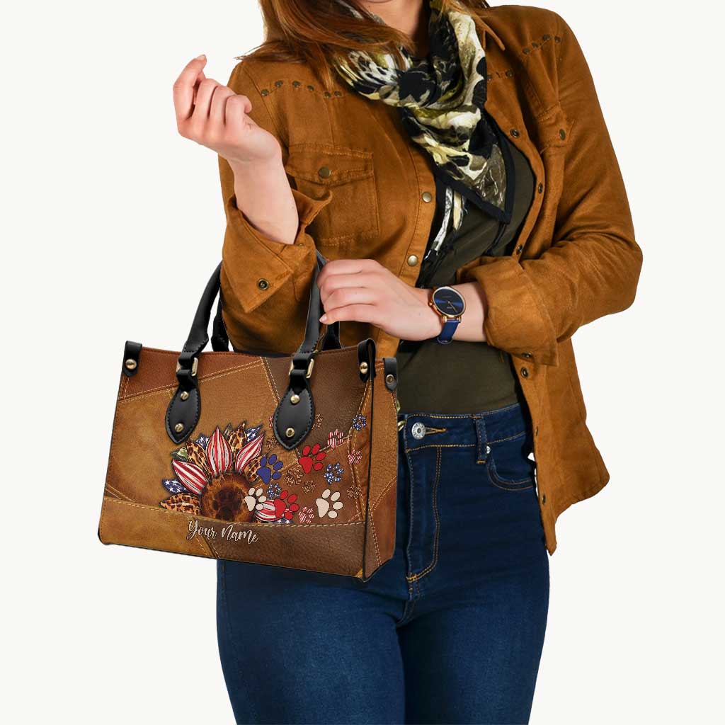 Maman de chien américaine - Sac à main en cuir personnalisé pour la fête de l'Indépendance