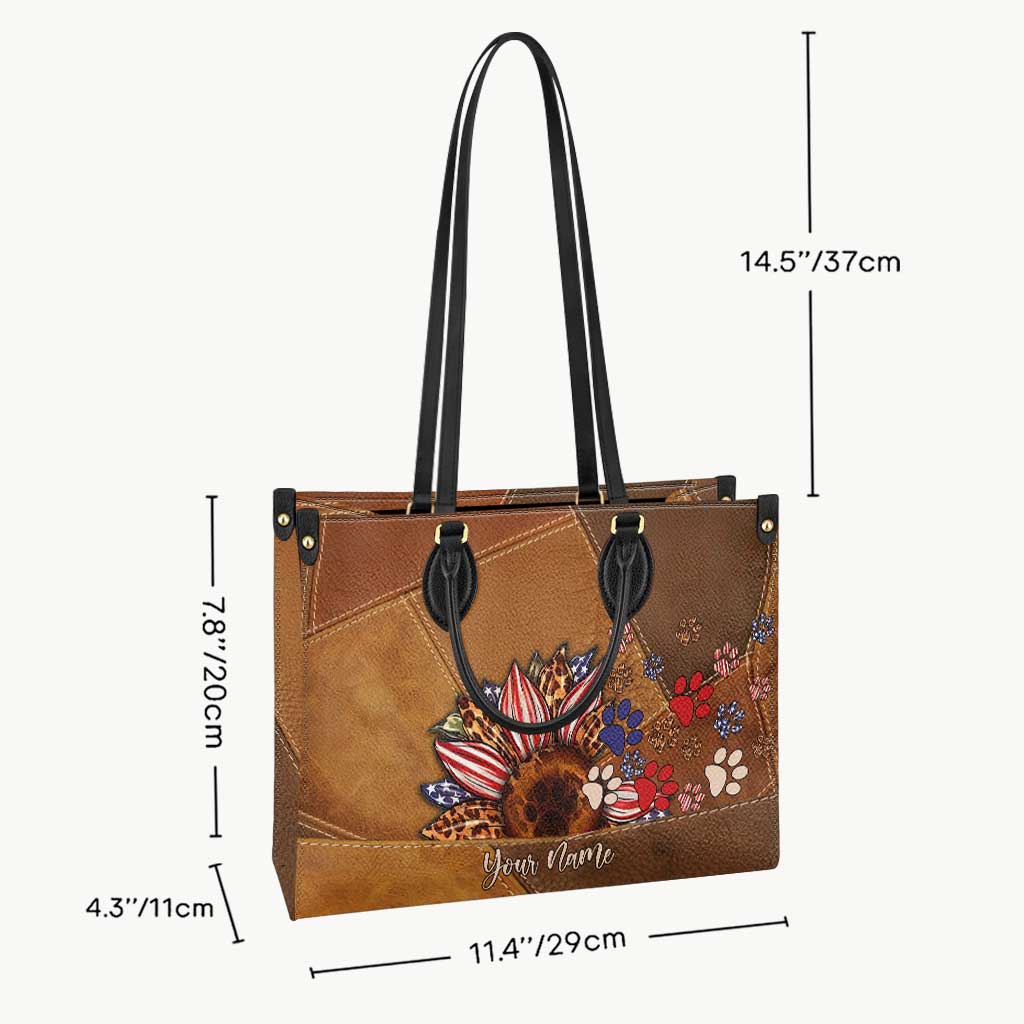 Maman de chien américaine - Sac à main en cuir personnalisé pour la fête de l'Indépendance