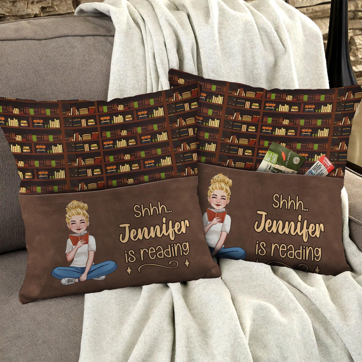 Quiet I'm Reading - Personalized Book Pocket Pillow