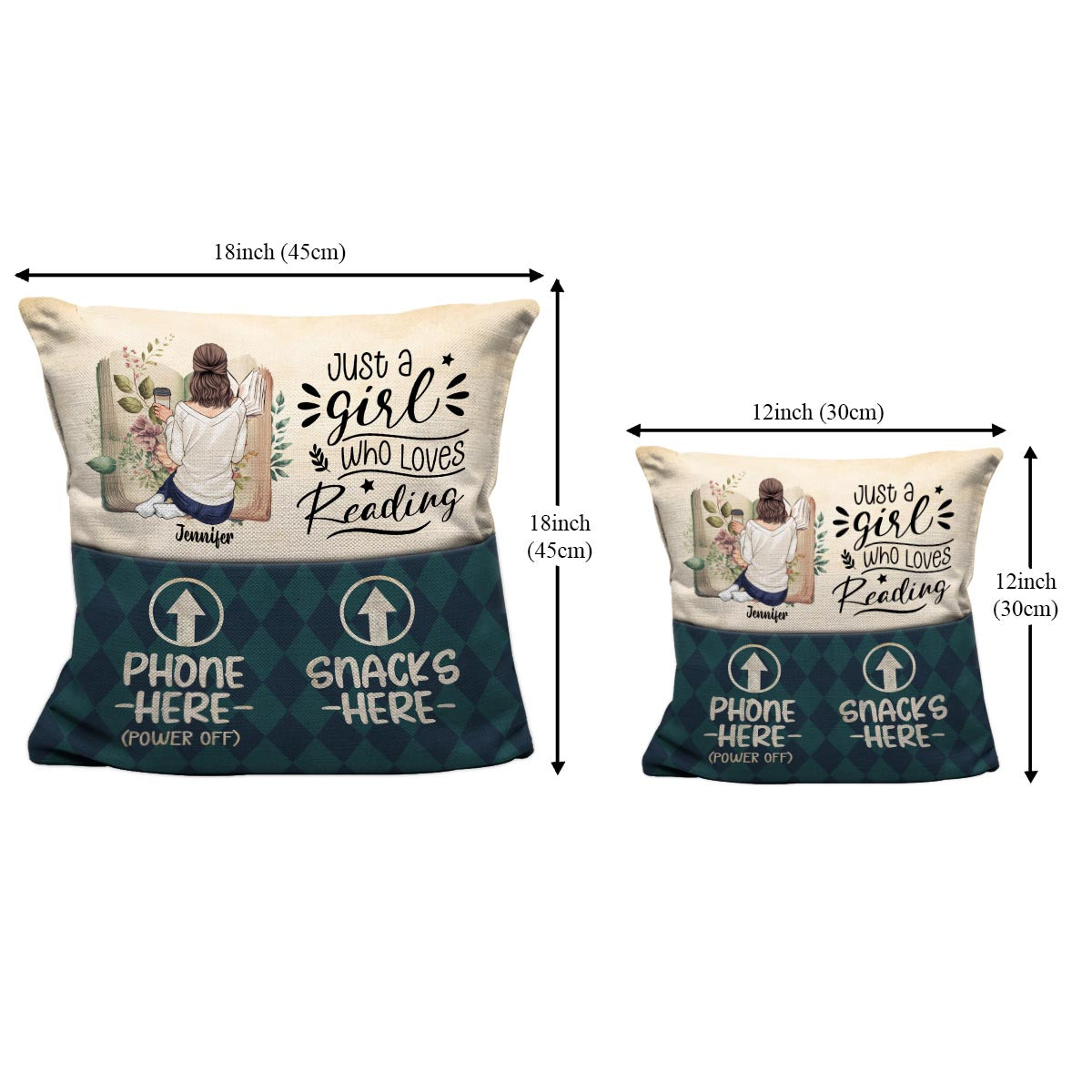 Juste une fille qui aime lire - Coussin à poche en forme de livre personnalisé